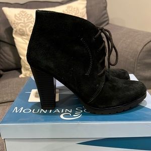 Mountain Sole lace-up booties.  Black suede.  Size 7.5.  Excellent condition.